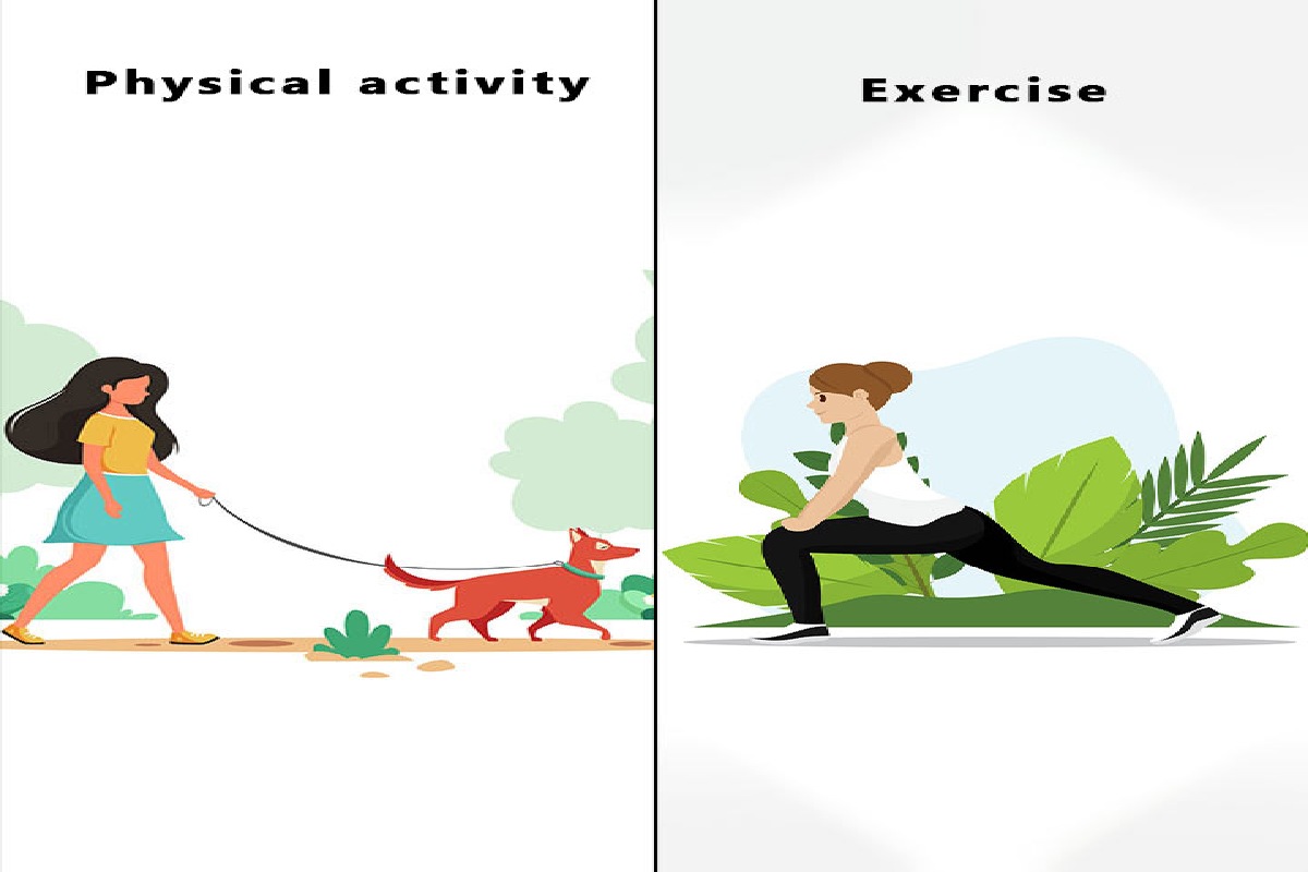 Differences between physical activity and physical exercise.