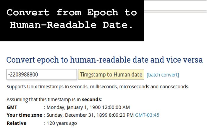 Convert from Epoch to Human-Readable Date.