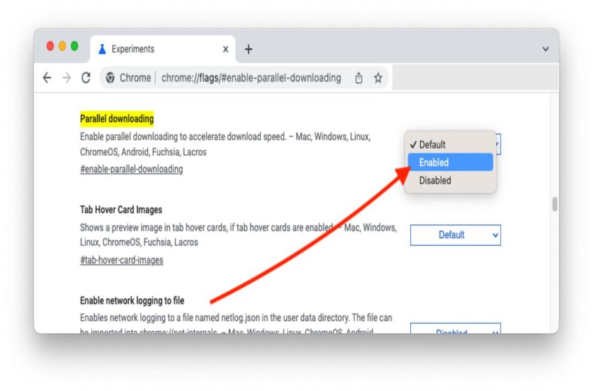 Chrome Flags _# Enable Parallel Downloading