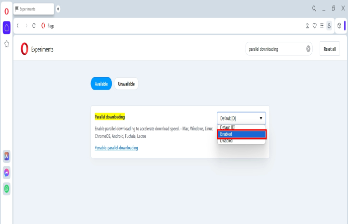 How to enable Parallel Downloading in Opera