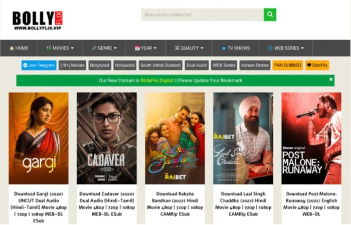 Which categories of films are available in Bollyflix Pro_